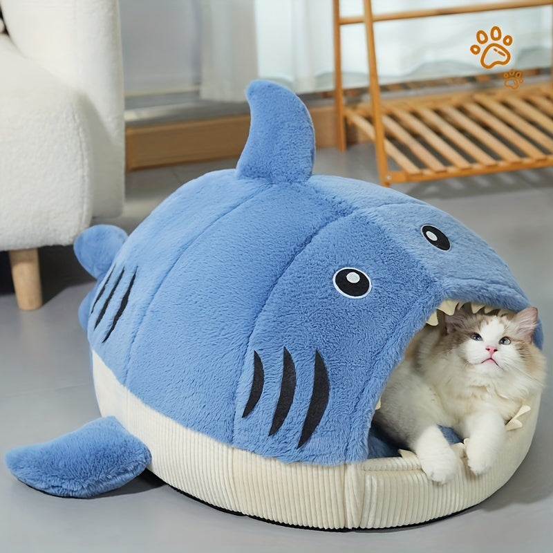 NNETM Cozy Shark-Shaped Pet Bed for Cats & Dogs