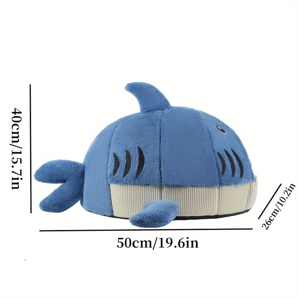 NNETM Cozy Shark-Shaped Pet Bed for Cats & Dogs