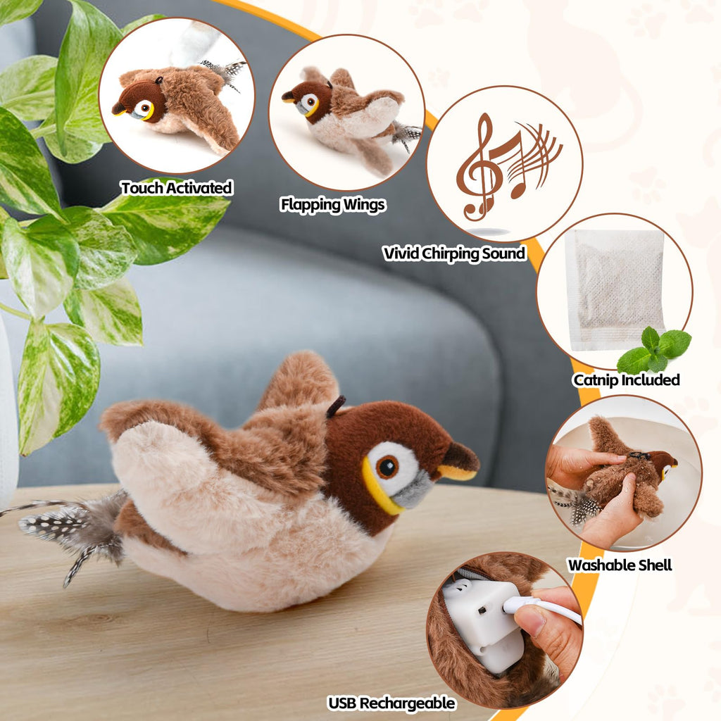 Lifelike Fluttering Bird Toy - The Ultimate Interactive Fun for Curious Cats!