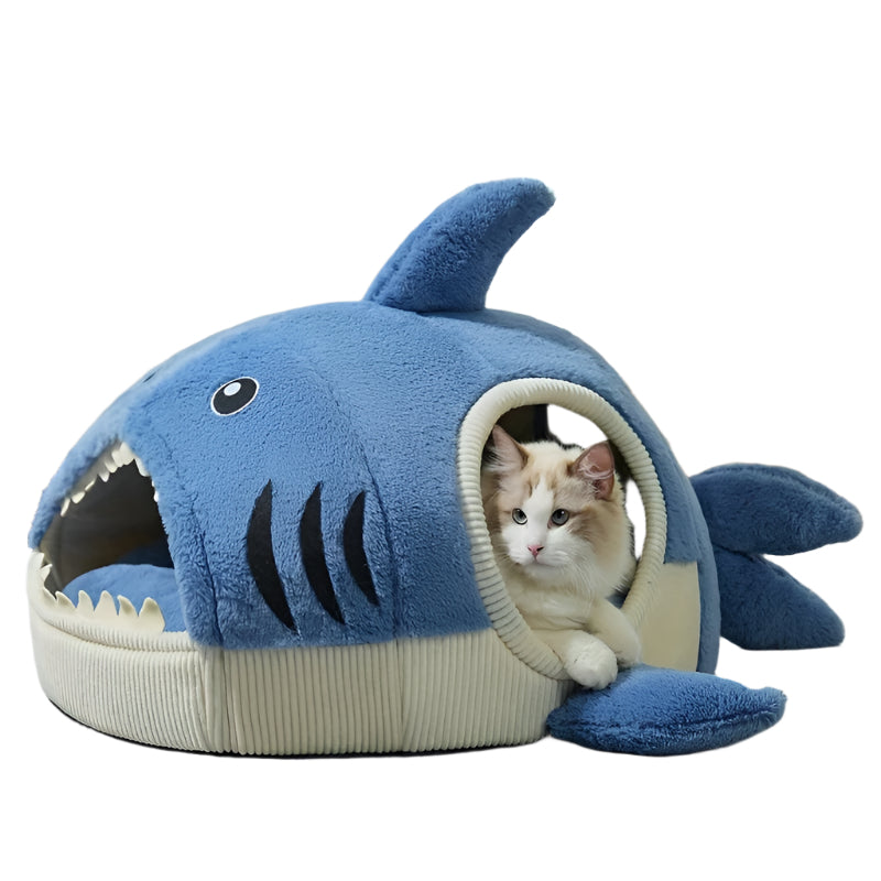 NNETM Cozy Shark-Shaped Pet Bed for Cats & Dogs