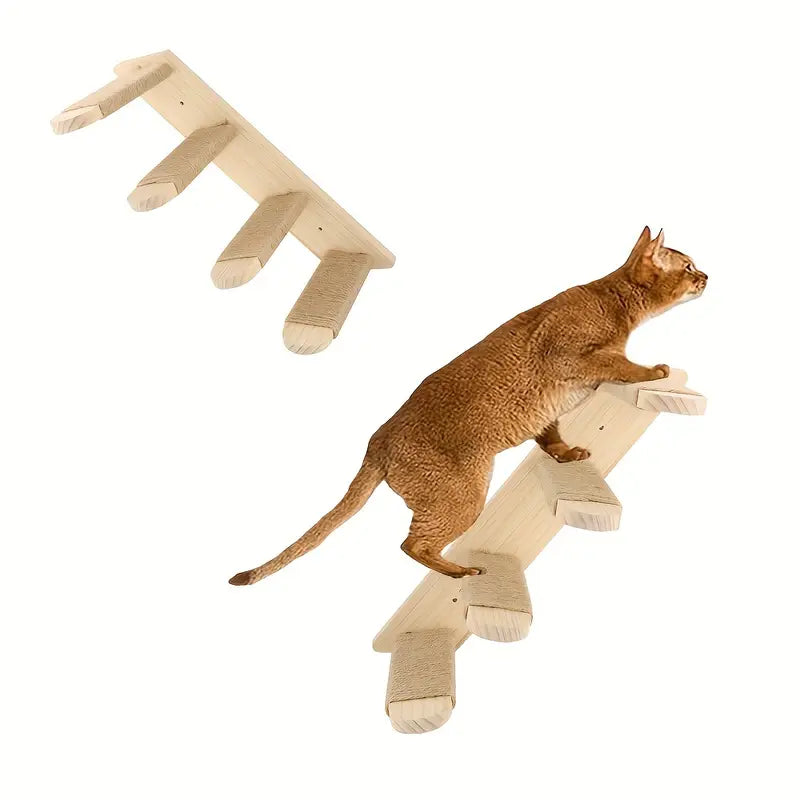 Paws & Play: Elevated Wooden Cat Climbing Shelf-3
