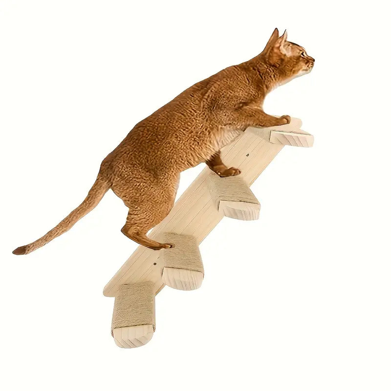 Paws & Play: Elevated Wooden Cat Climbing Shelf-0